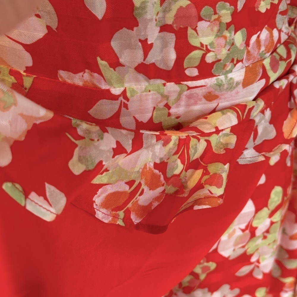 90s J JILL WRAP DRESS TANGERINE FLORAL TWEE DELICATE LIGHT COTTAGECORE SZ MP - Picture 10 of 13